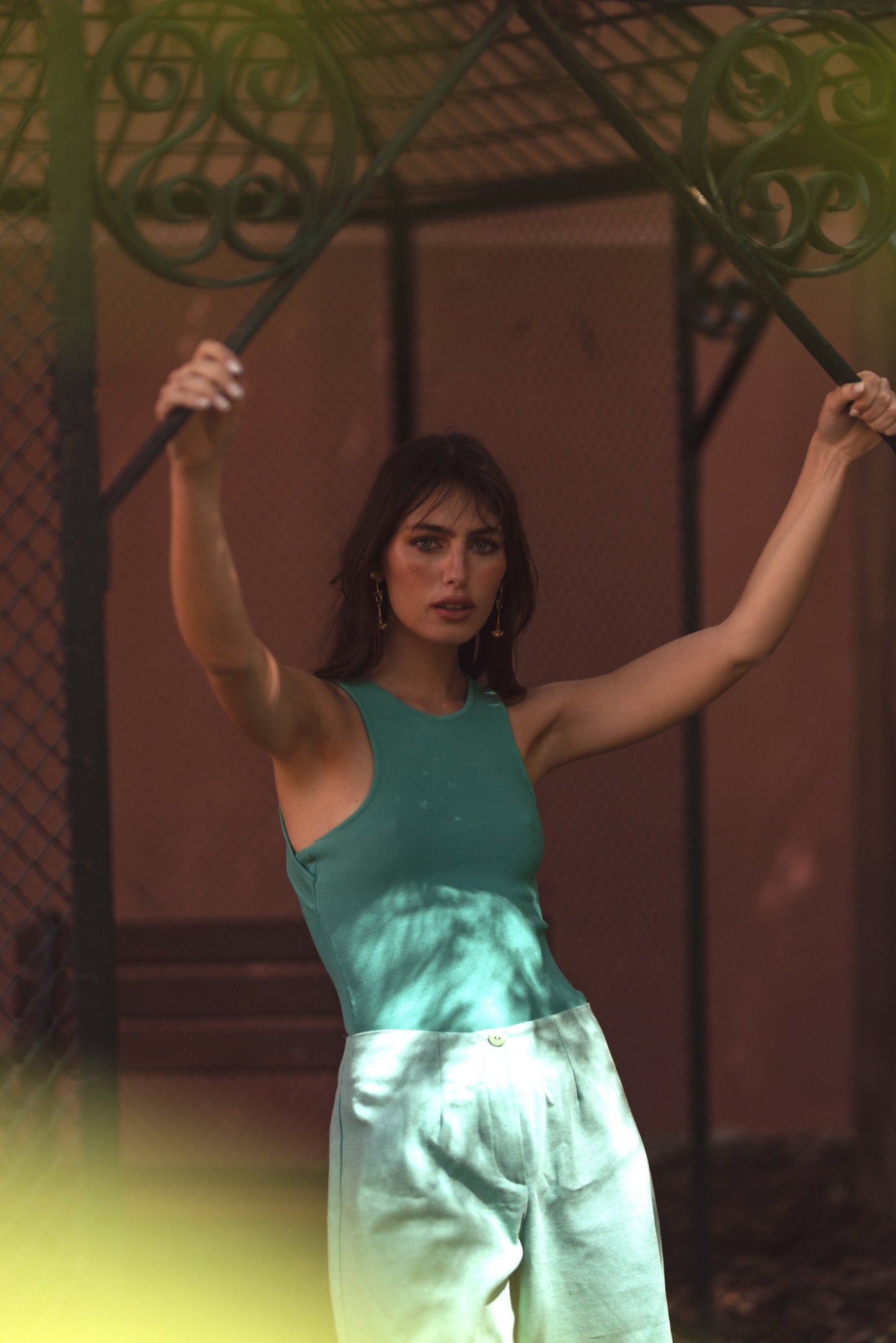 Snygga Byxor Dam Hög Midja Bred Benkant 100% Bomull-3