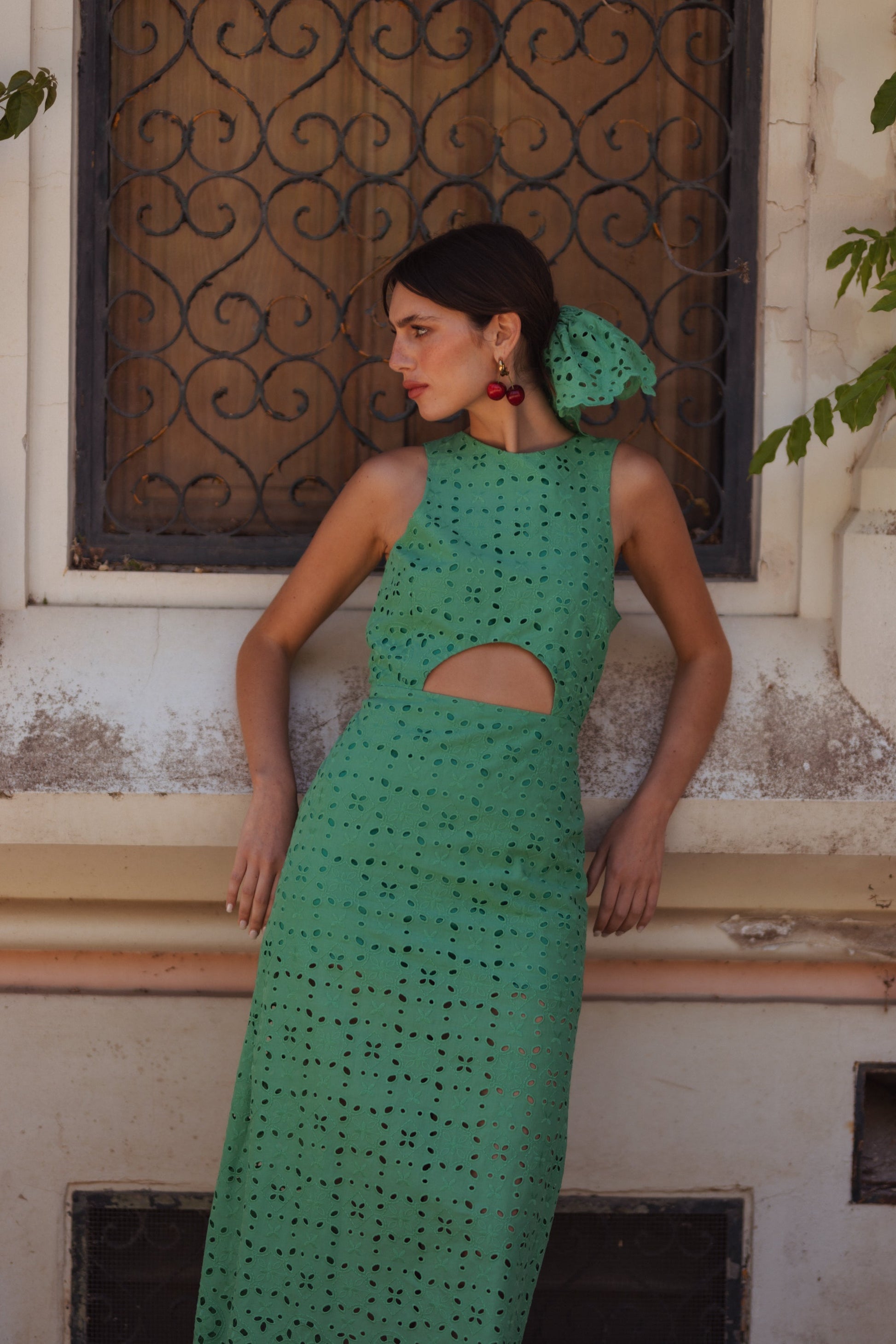 Dam Midiklänning Öppen Rygg 100% Bomull Chic Midi Klänning-5