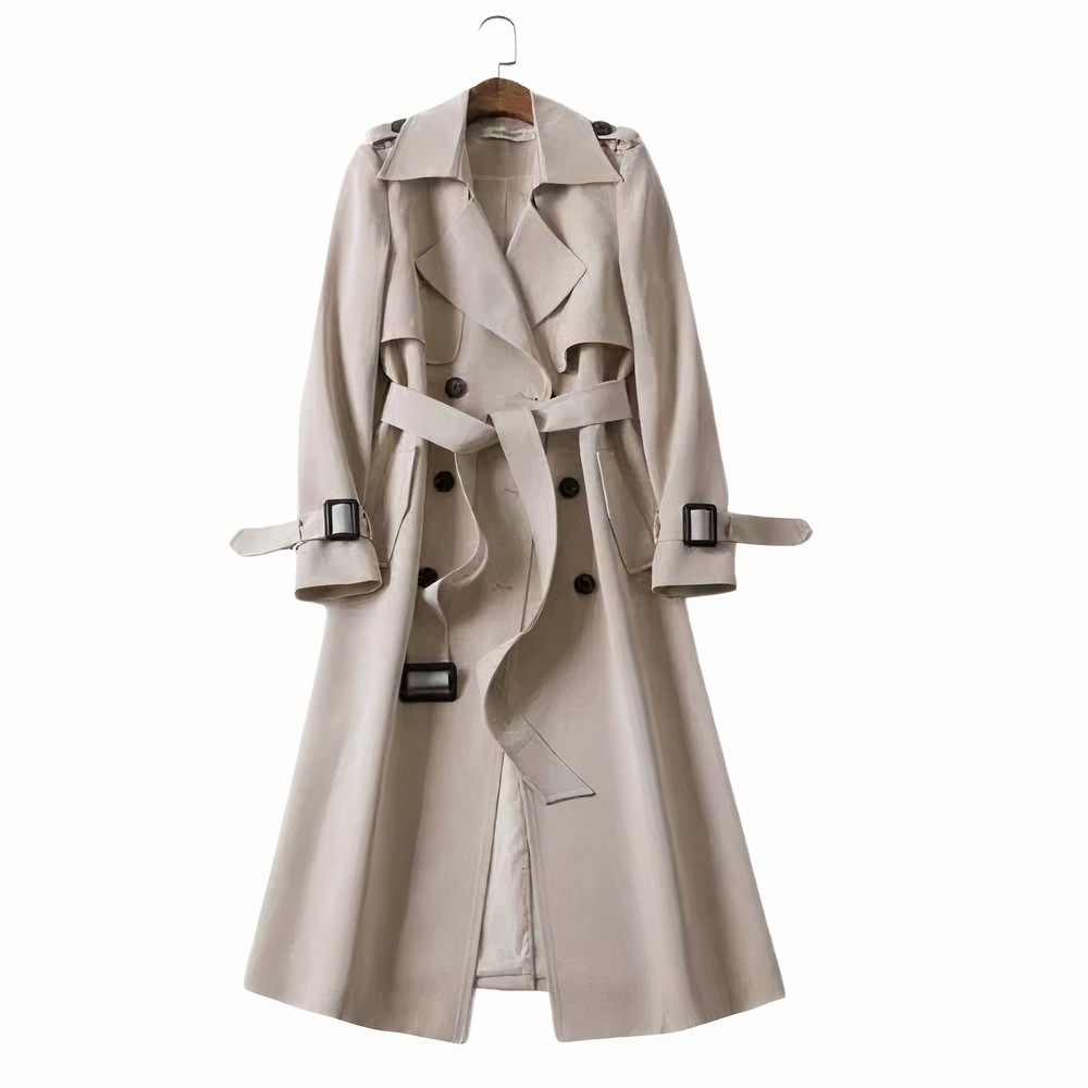 Dam Kappa Klassisk Trench Coat Mjuk Tyg 9
