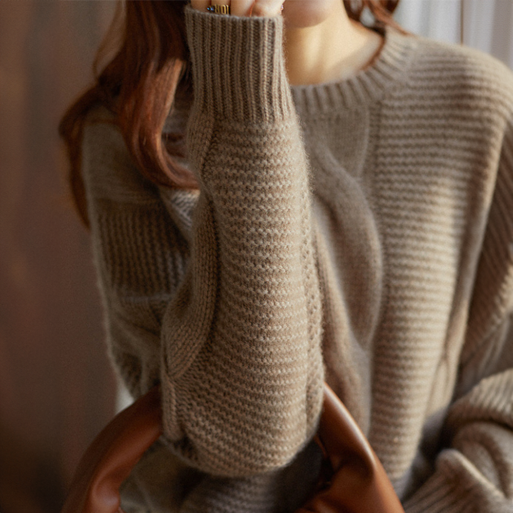 Kvinnors Kabelstickad Pullover i Kashmir 5