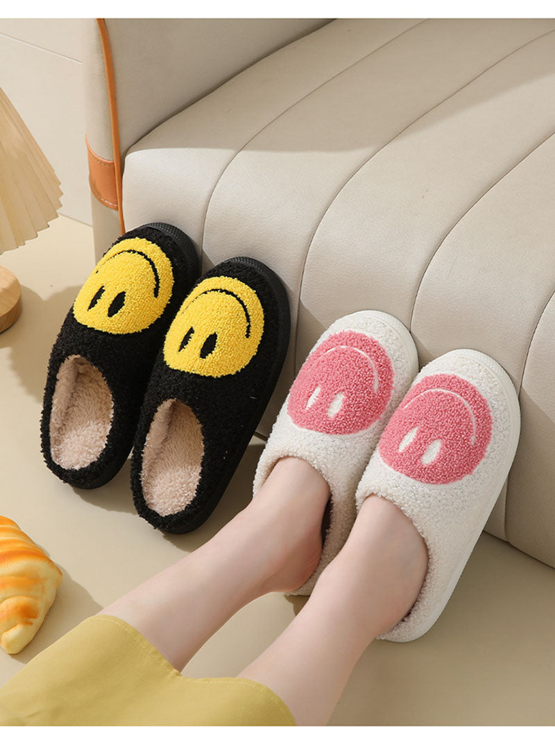 Herrtofflor Plyschfleece Med Smiley Mönster och Vadderad Sula-4