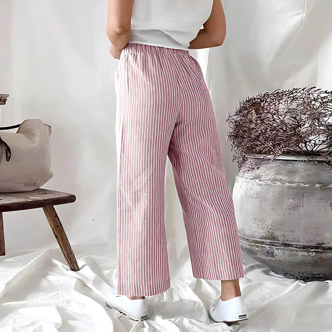 Dam Förkortade Byxor Pinstripe 100% Bomull-3
