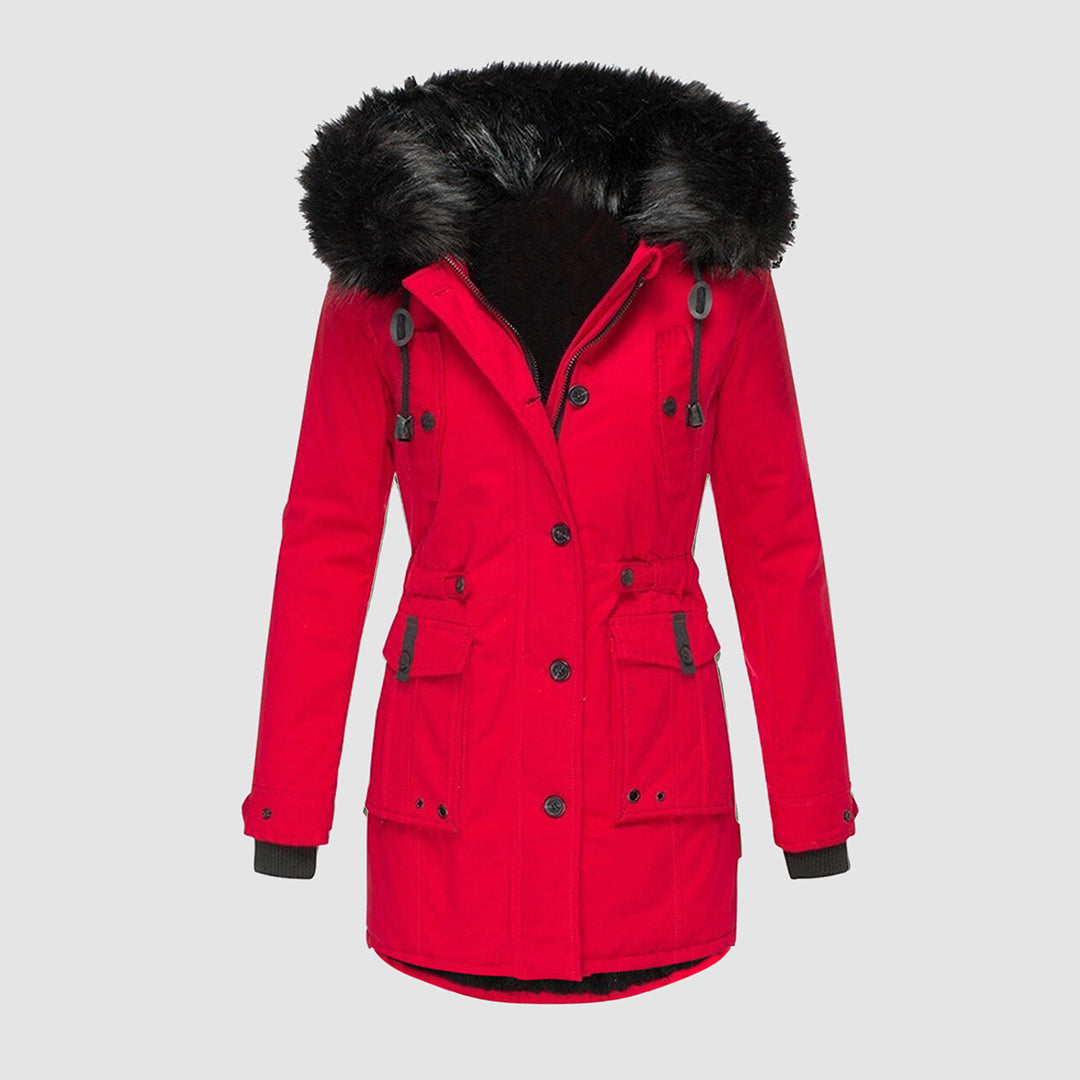 Dam Kappa Vinter Plysch med Ullkrage Fodrad Fleece 12