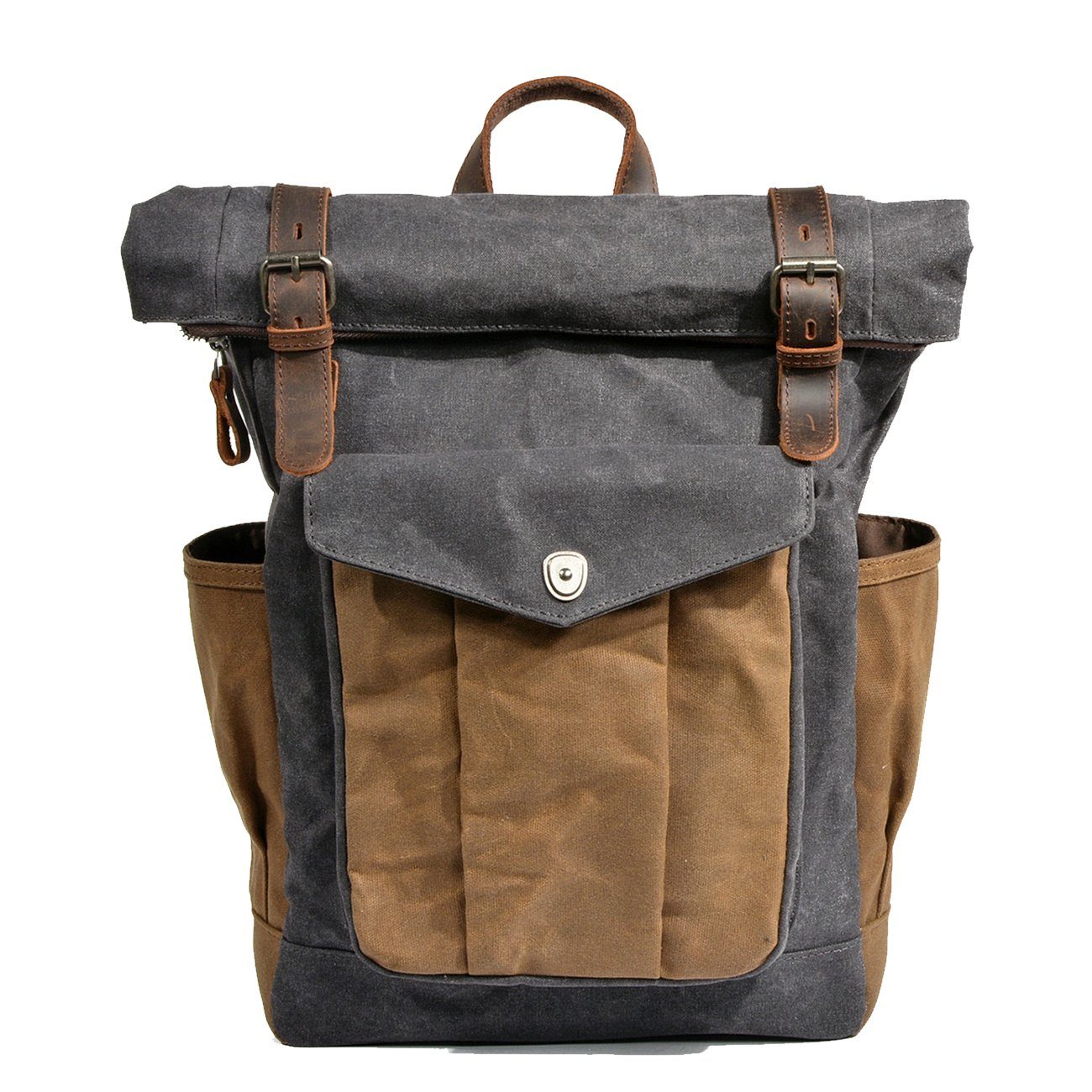 Unisex Ryggsäck Rolltop Wolff Canvas Vattenavvisande Slitstark 8