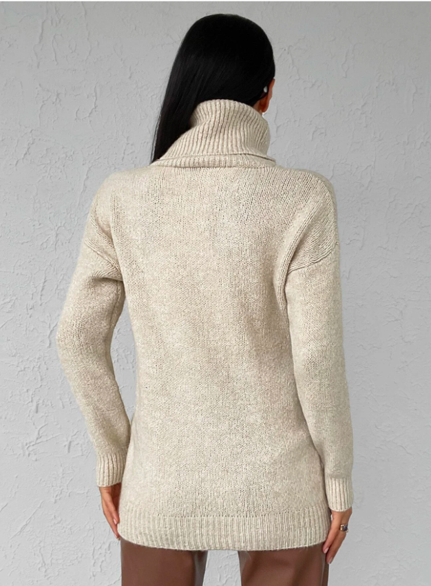 Kvinnor Turtleneck Långärmad Tröja Högkvalitativ Akrylblandning 2
