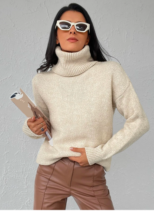 Kvinnor Turtleneck LÄngÀrmad Tröja Högkvalitativ Akrylblandning 1
