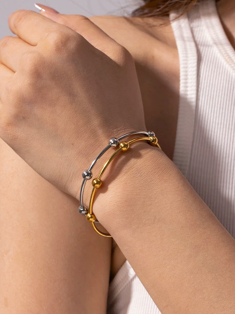 Kvinnors Guld Armband Rund Pärldesign Elegant Smycke-4