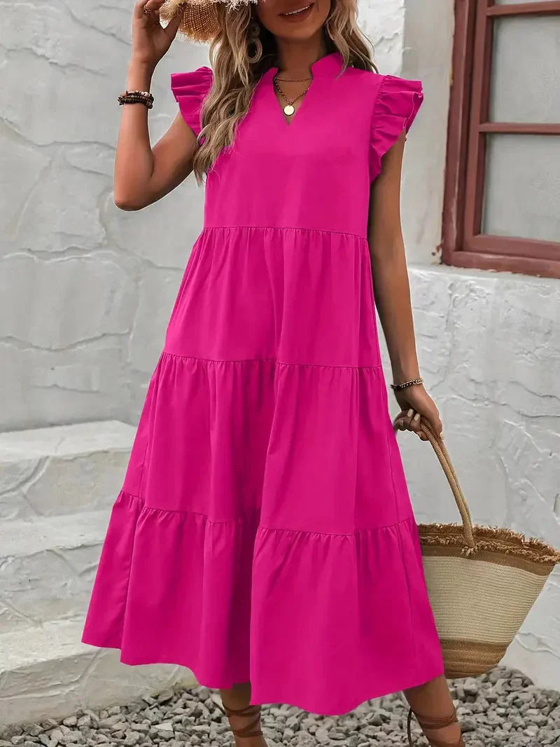 Variant image for Dam Midi Klänning Rynkad Polyester för Fina Dam Klänningar-11