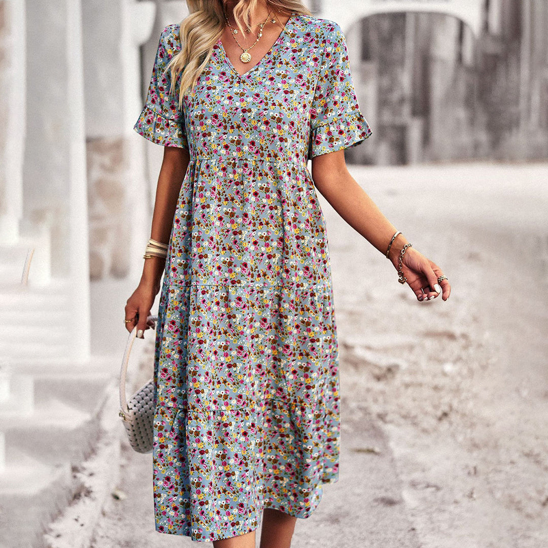 Blumige Miniklännung für Frauen aus leichtem Polyester – Ideal für Sommerpartys und Brunch, in verschiedenen Farben erhältlich 10