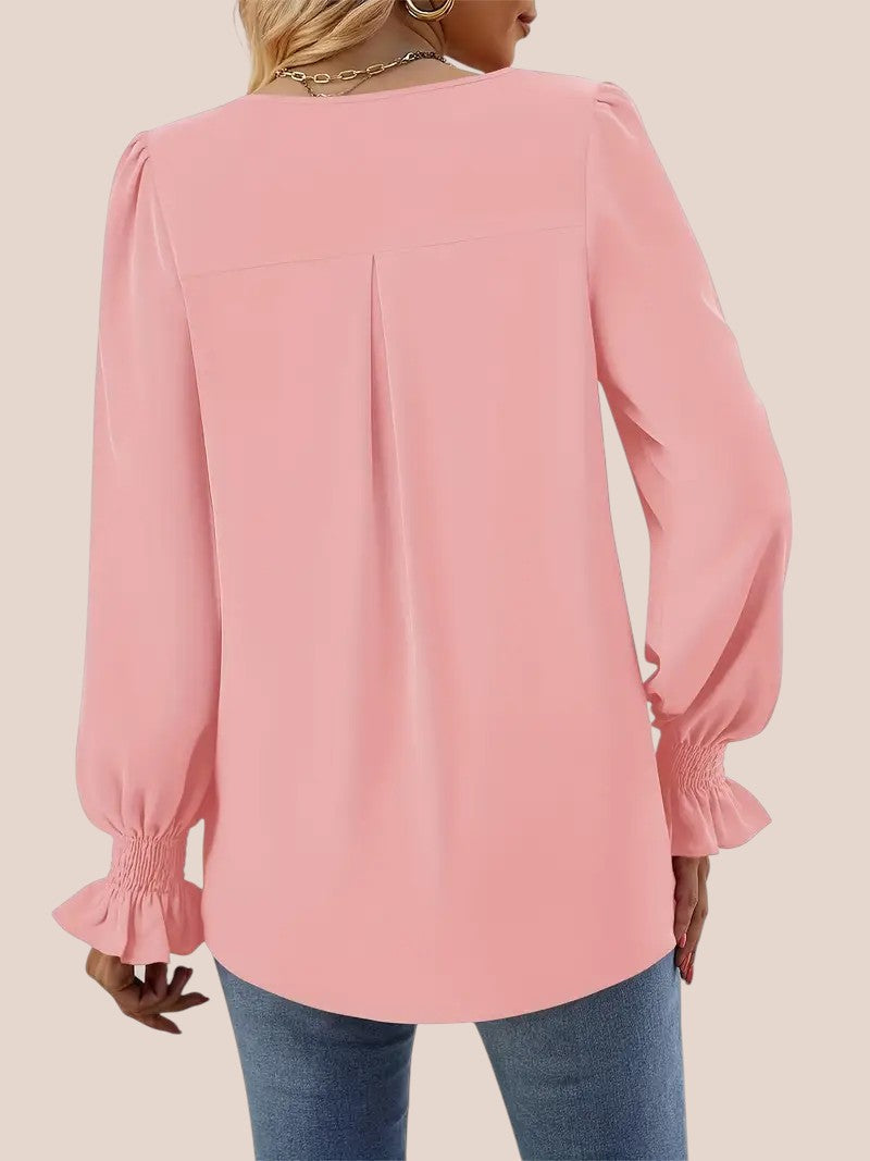 Dam Blus Minimalistisk Design Mjuk Textil-4