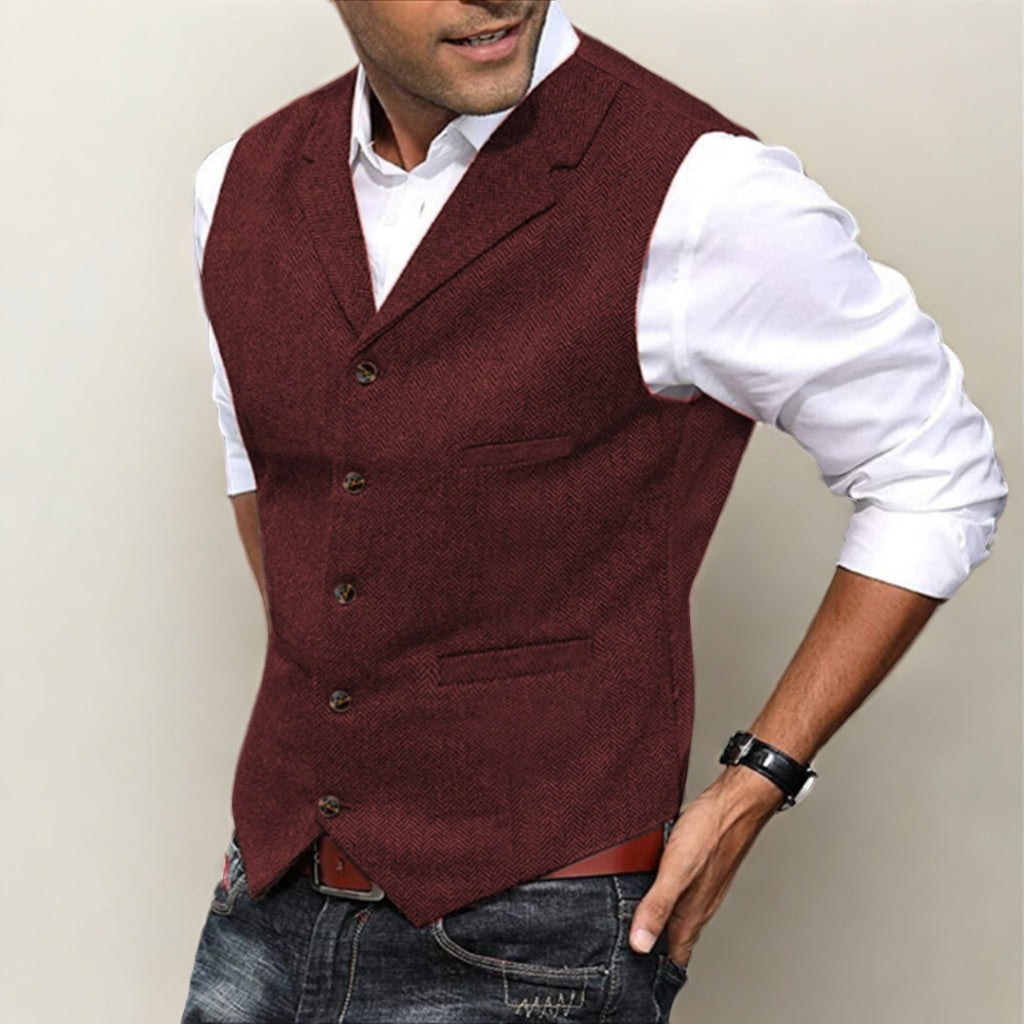 Herrklassisk Väst Högkvalitativ Bomull Elegant Design-5