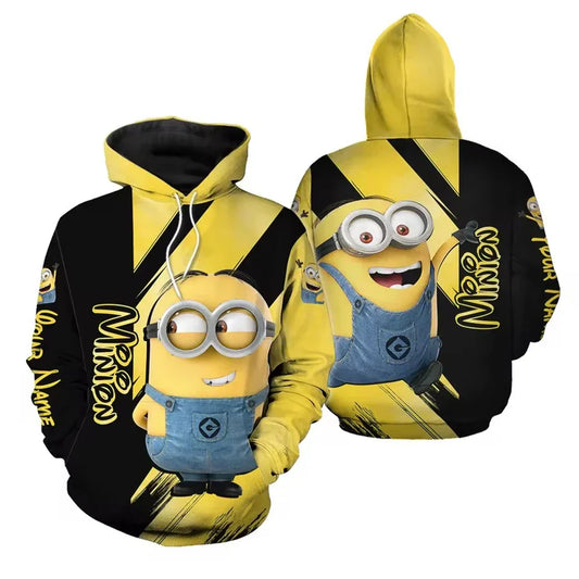 Hoodie Män Svart och Gul med Huva, Bekväm Bomull och Polyester, Avslappnad Passform, Perfekt för Inomhus och Utomhus 1