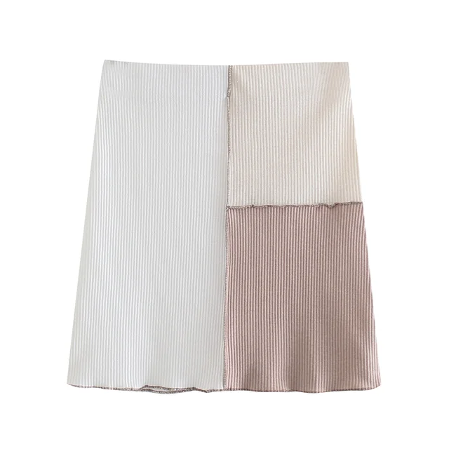 Dam Kort Kjol Patchwork Polyester Normal Passform-1