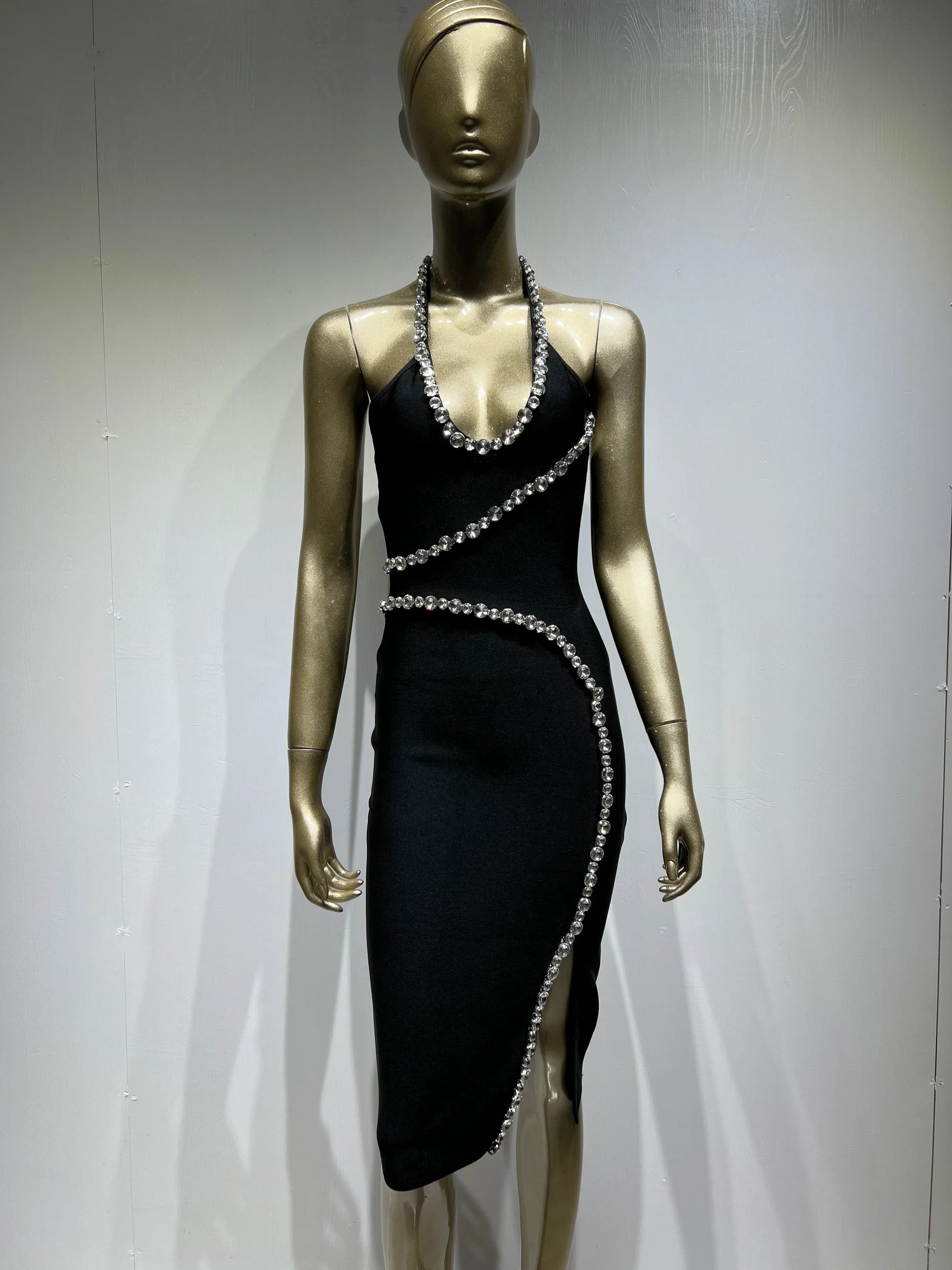 Kvinnors Midi Klänning Spaghettiärm Nylon Spandex 6