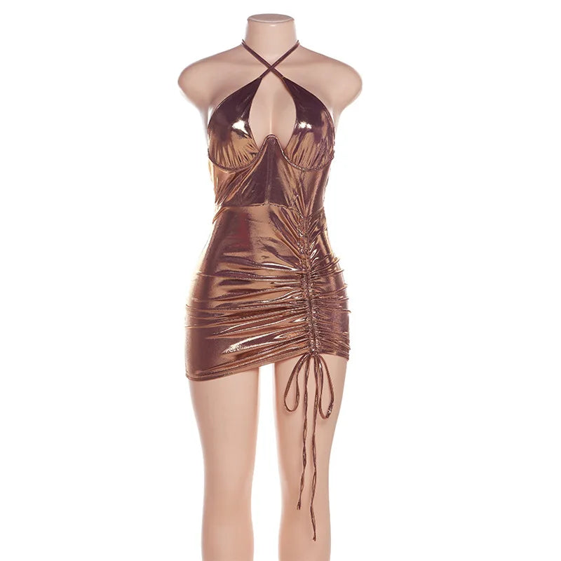 Variant image for Kvinnors Miniklänning V-Urringning Ärmlös Polyester-4