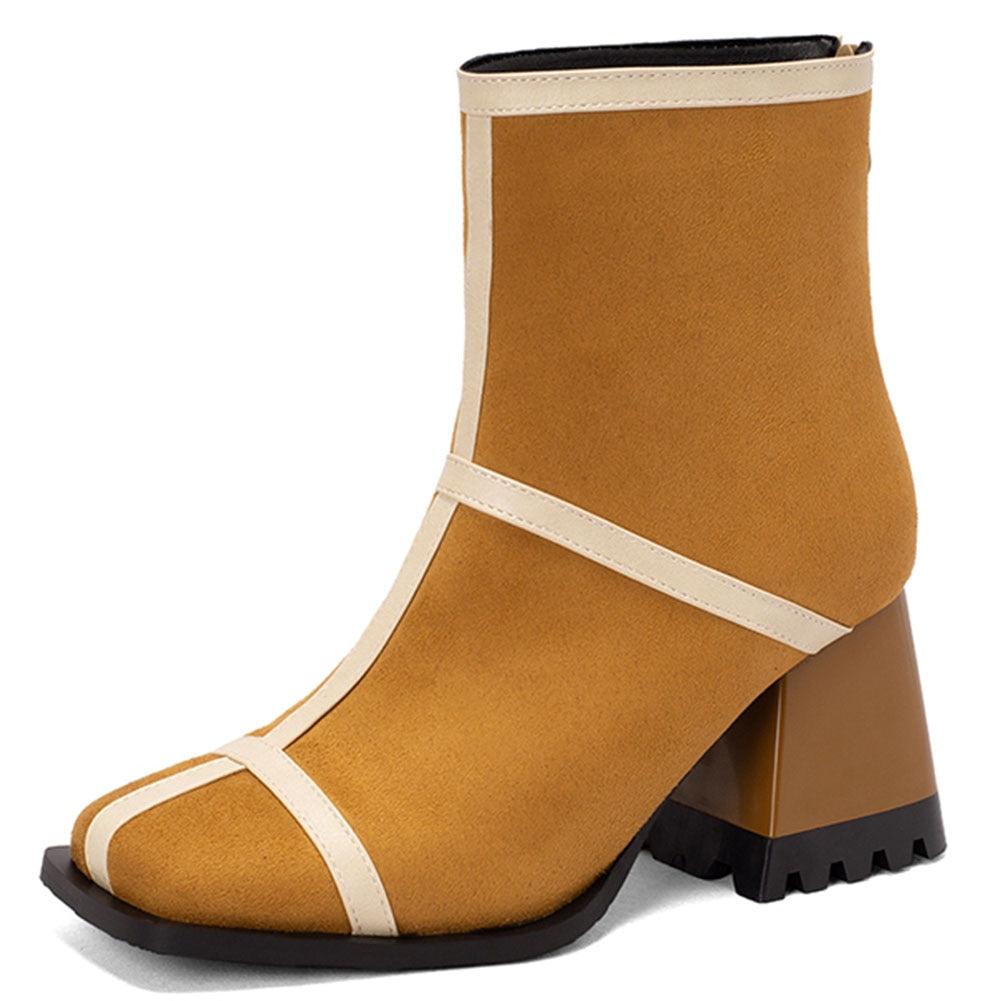 Variant image for Kvinnors Stövlar Mitten av Kalven Fyrkantig Tå PU-3