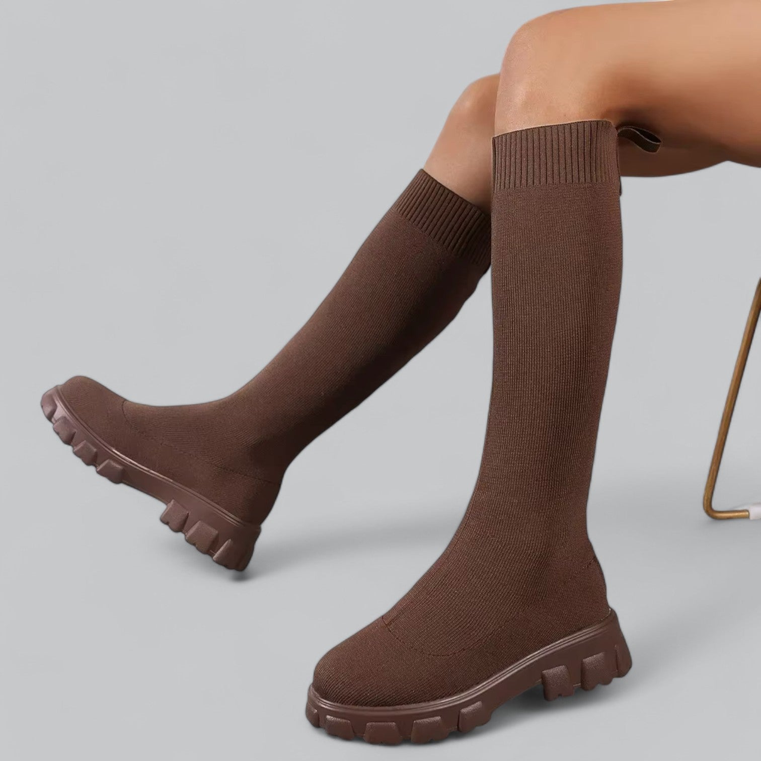 Variant image for Knähöga Stövlar Dam Chunky Platå Skinnstövlar-17