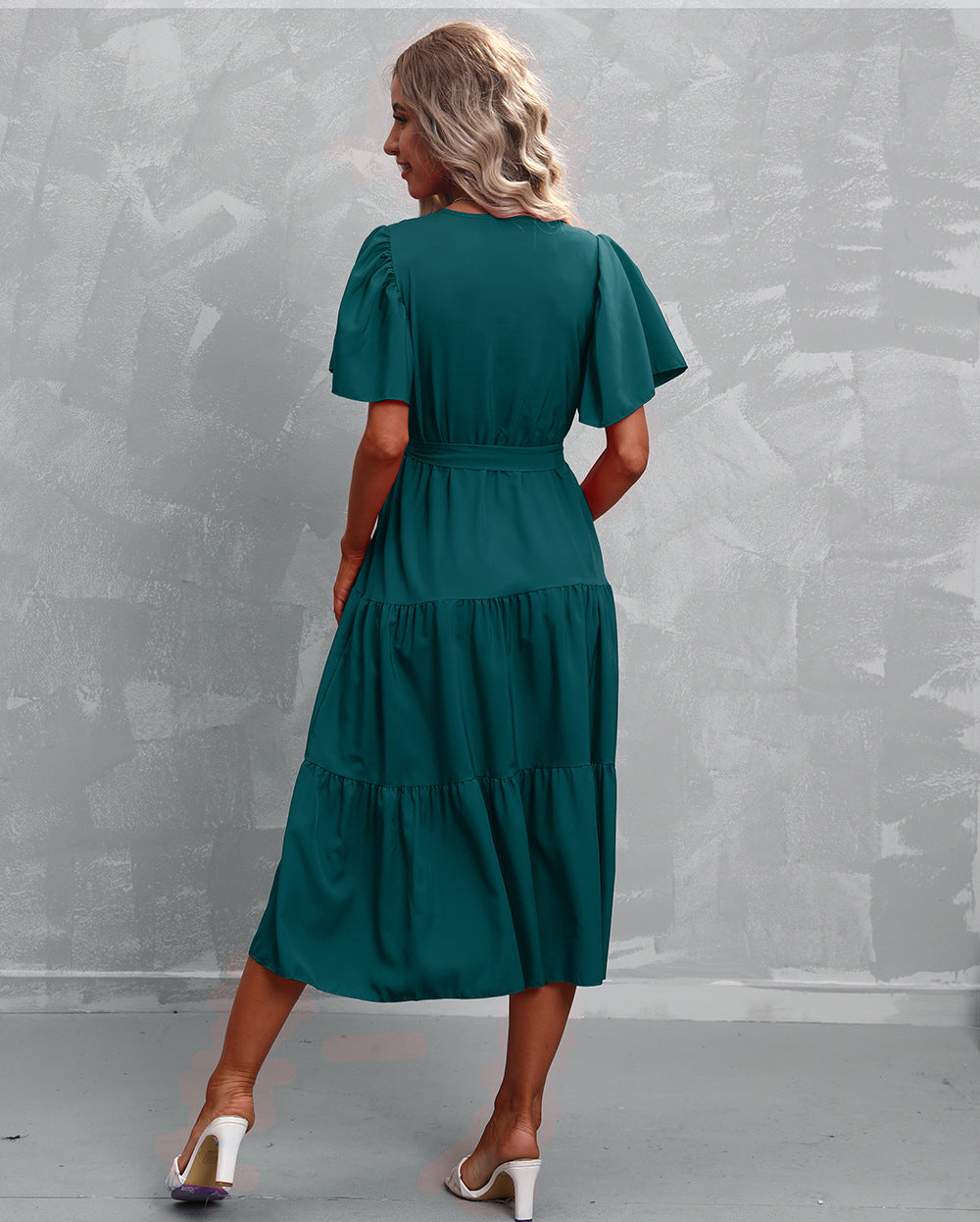 Dam Midiklänning med Ruffles i Polyester-3