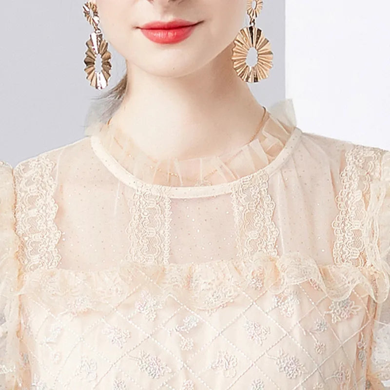 Kvinnors Midi Klänning A-linjeformad Bomull Polyester Monokrom-4