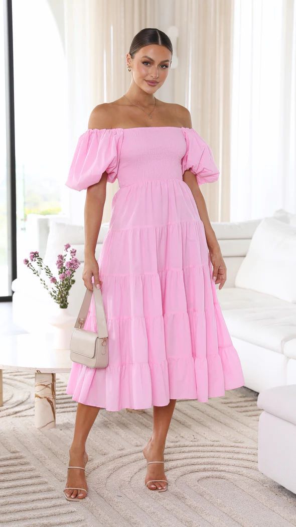 Dam Klänning Axelfri Midi Polyester Elegant 1