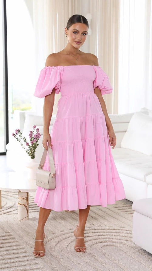 Dam Klänning Axelfri Midi Polyester Elegant 1
