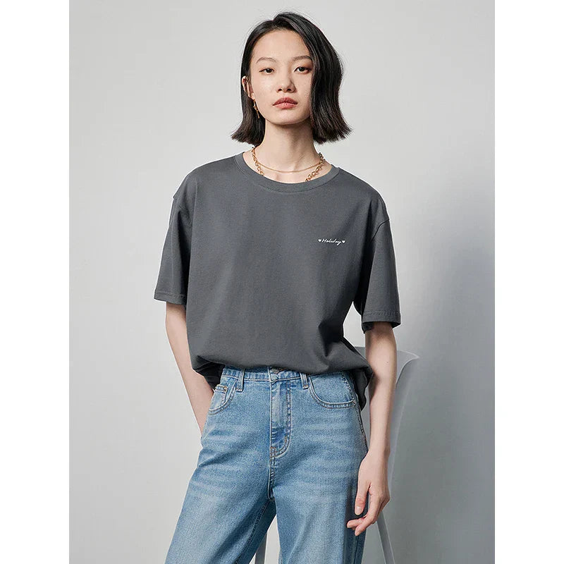 Dam T Shirtklänning med Tryck i Mjuk Bomull-3