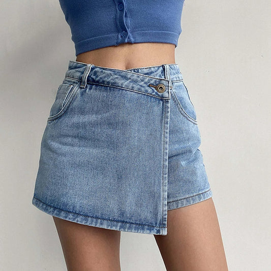 Dam A-linjeformad Kjol Vintage Denim-1