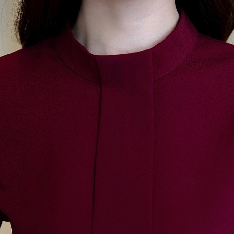Vit Dam Blus Chiffon Elegant Normal Passform-2