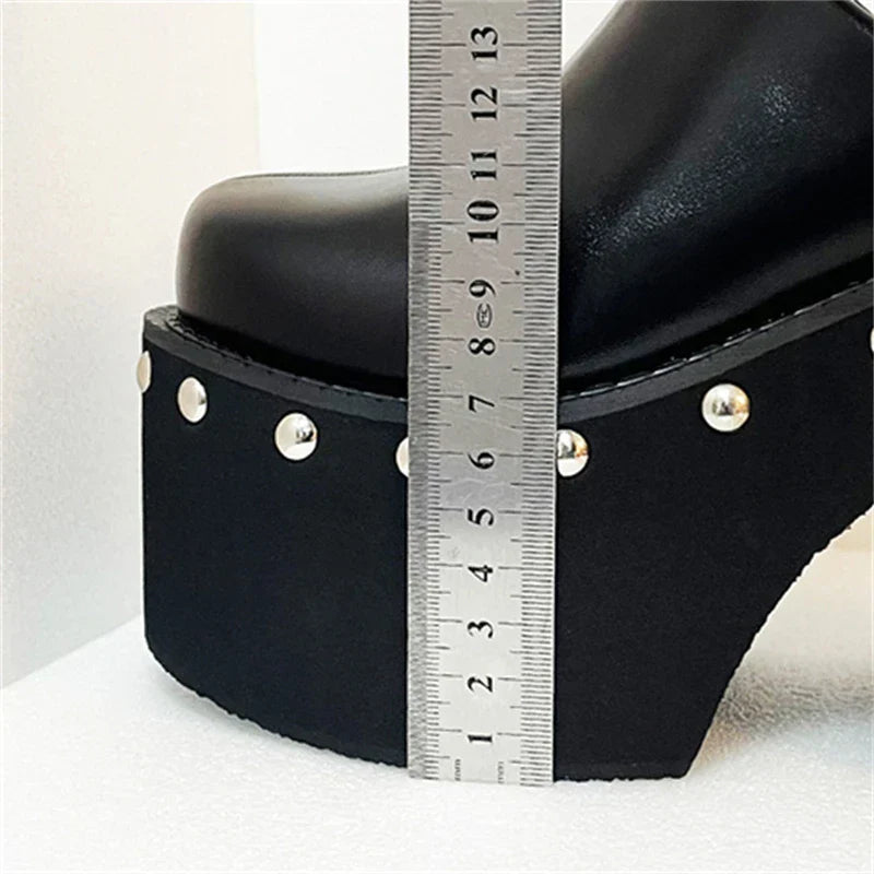 Dam Hink Mules Hög Klack PU Rektangulär Design 5