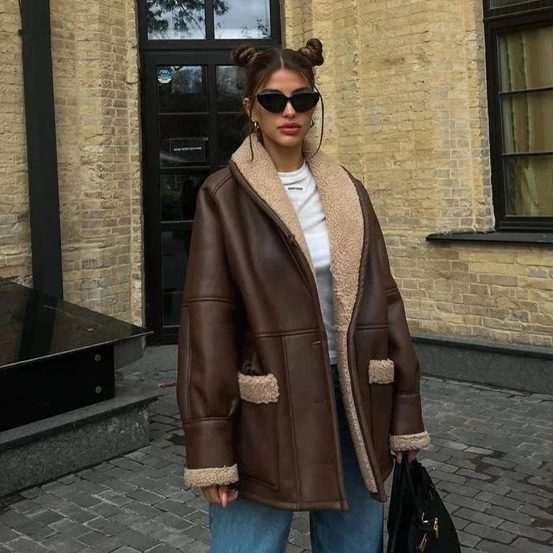 Herrjacka Läder Klassisk Stil Äkta Läder-3