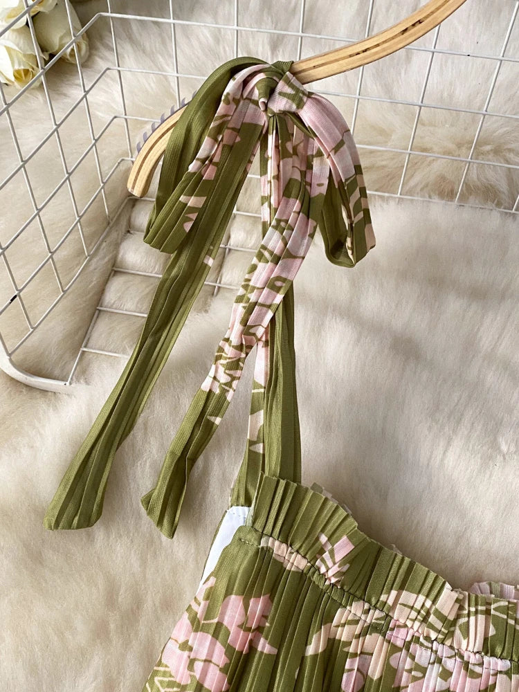 Damklänning Midi Plisserad Polyester O-halsringning-3