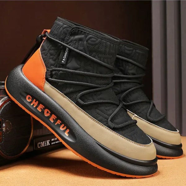 Herr High-Top Sneakers Quiltad Vinter Textil Syntet-4