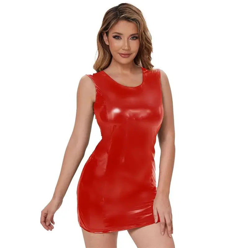 Dam Miniklänning Öppen Bak PVC Polyester-4