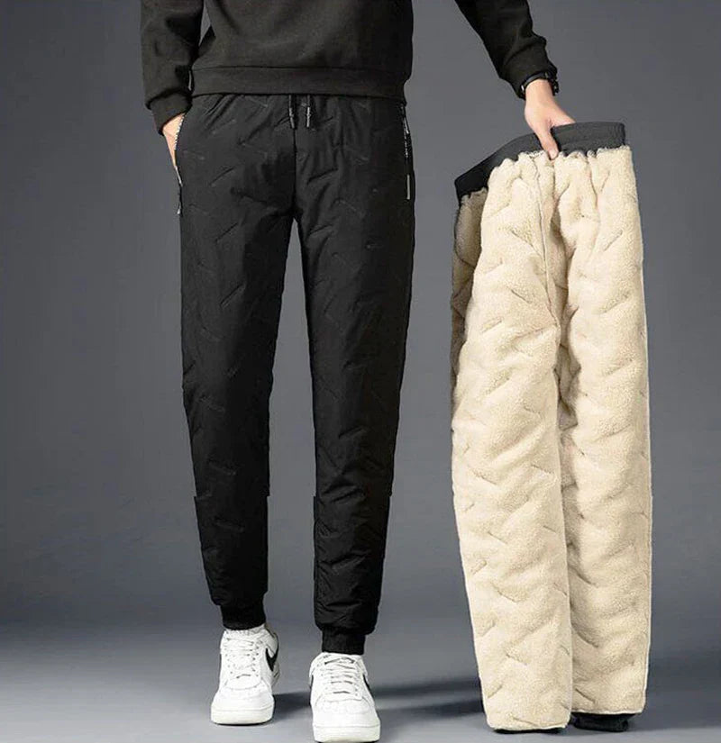 Vinter Herrbyxor Fleecefodrade Vindtäta i Avslappnad Passform – 100% Polyester 1