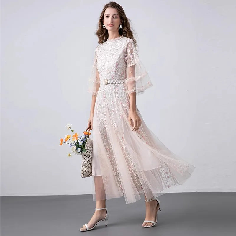 Variant image for Kvinnors Midi Klänning O-Hals Bomull Polyester-1