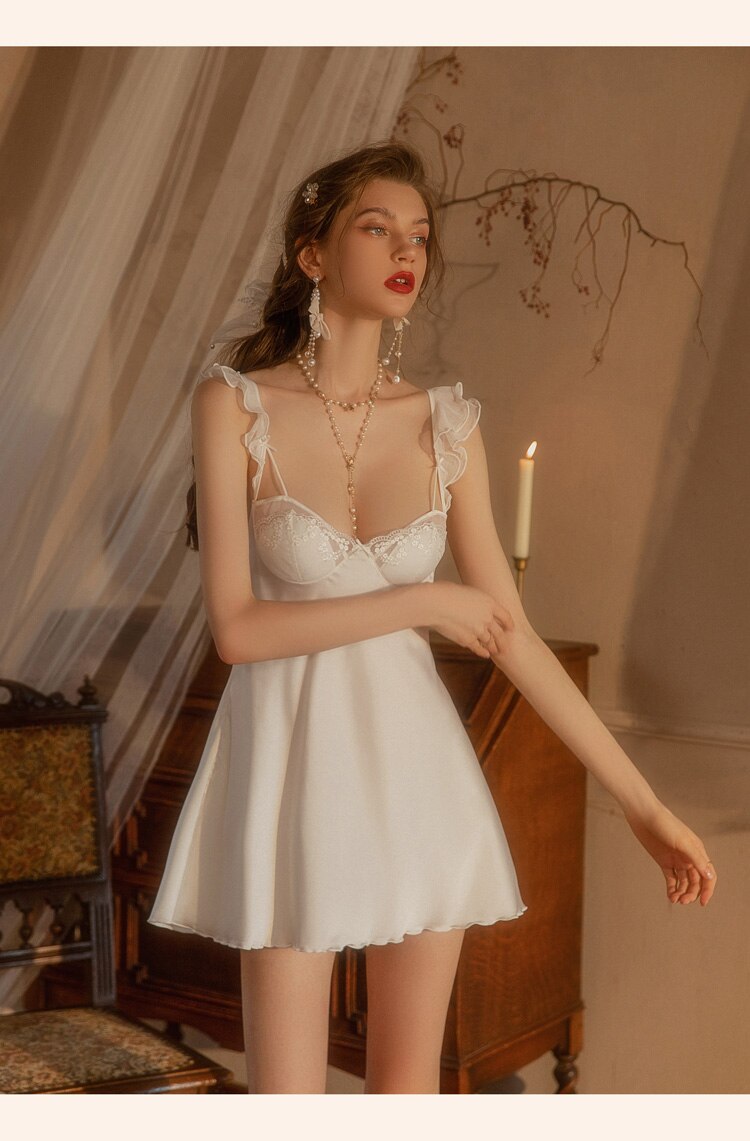 Kvinnors Nattklänning Ärmlös V-hals Polyester-5