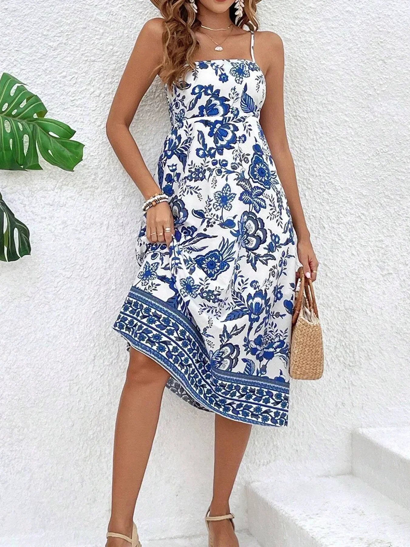 Kvinnors Midi Klänning Boho Lätt Tyg-4