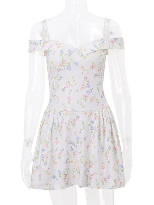 Dam Miniklänning A-linje V-hals Polyester med Öppen Rygg-1