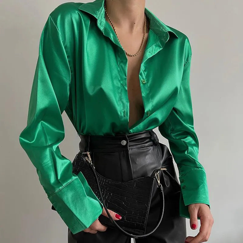 Dam Blus Chiffon med Elegant Knappdetalj i Polyester och Acetat-4