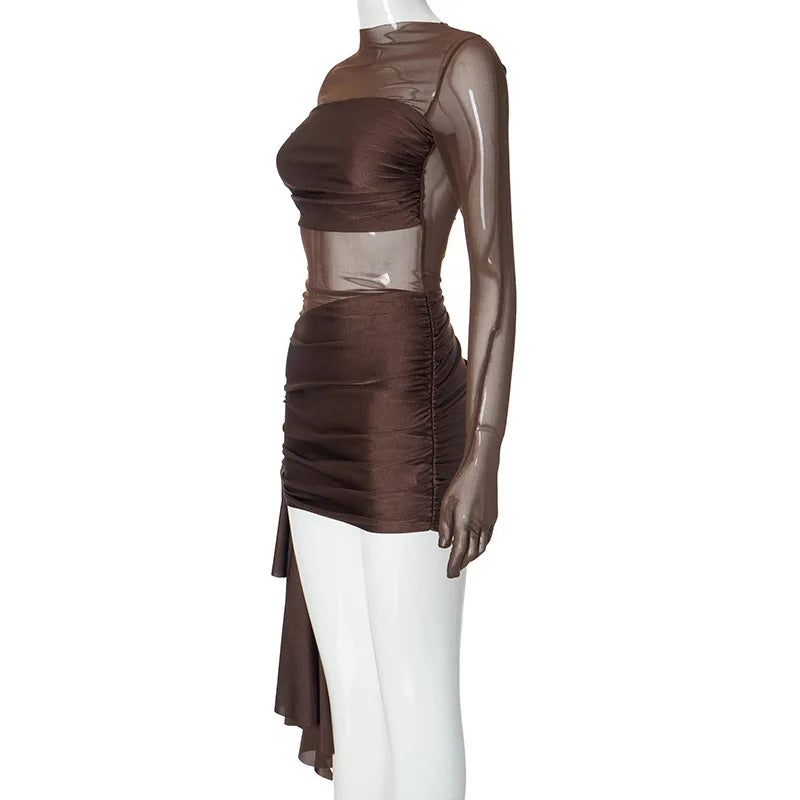 Dam Mini Klänning Monokrom Polyester - Fina Dam Klänningar för Vardags- och Festbruk-5