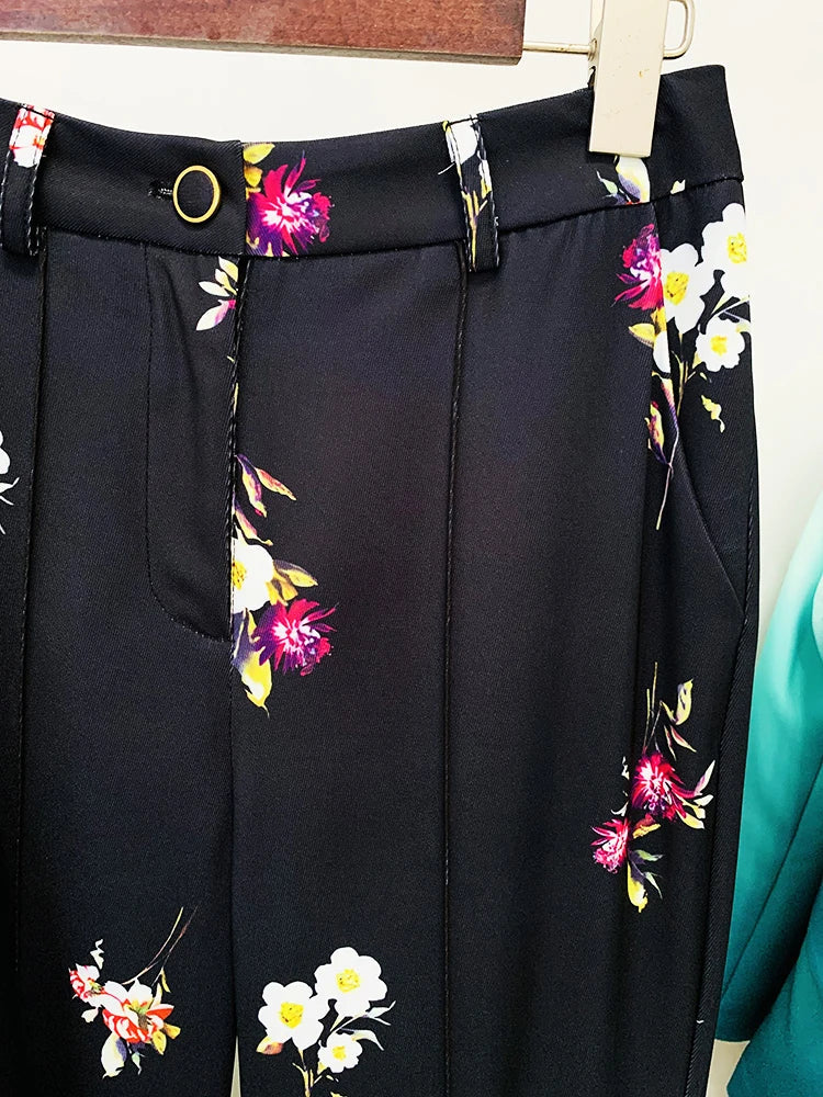 Snygga Byxor Dam Slim Fit Mönstrad Bomullspolyester-6