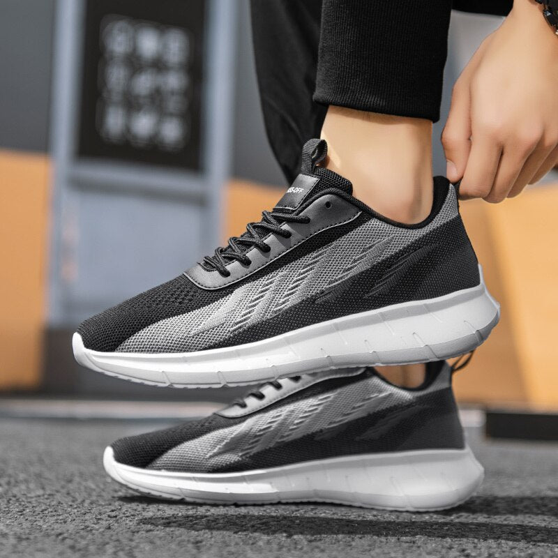 Herrsneakers Lätta Sportiga med Dynamiskt Mönster Textil-2