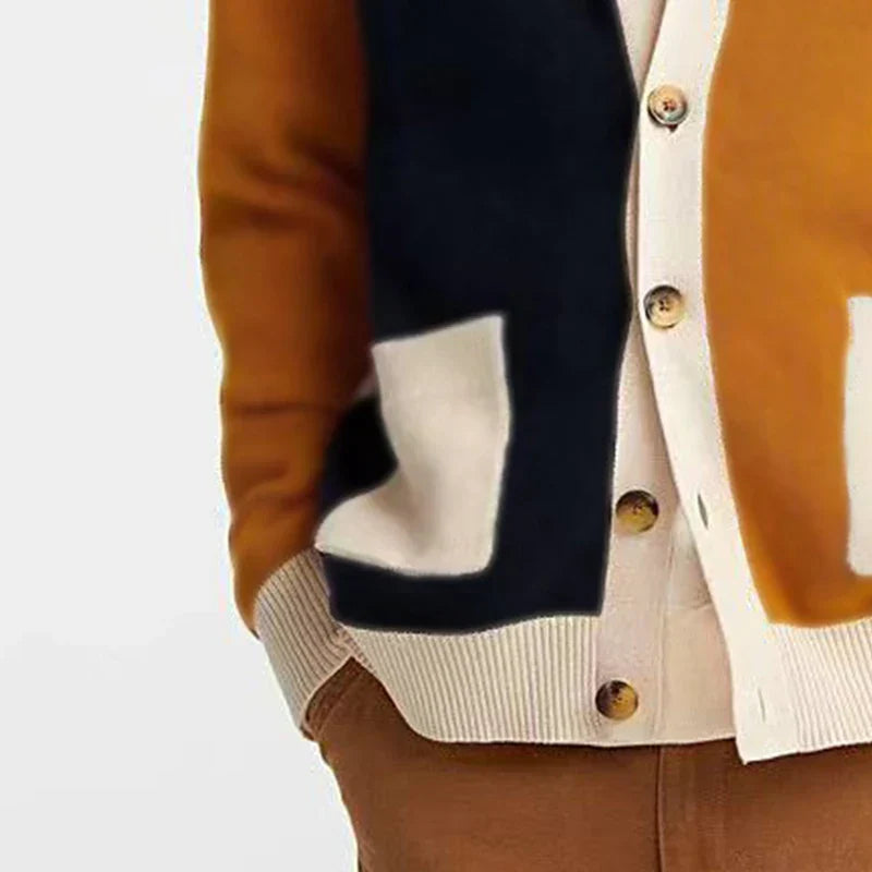 Herrtröja V-ringning Mjuk Bomull Långa Ärmar-4