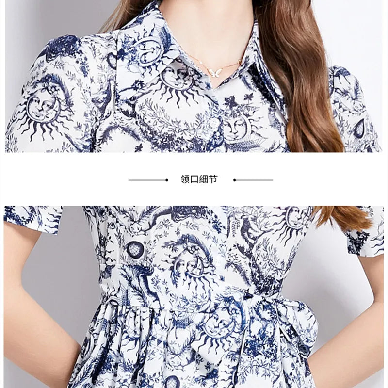 Fina Dam Klänningar Midi med Fjärilstryck i Bomull och Polyester – Perfekt för Sommarens Alla Tillfällen 5