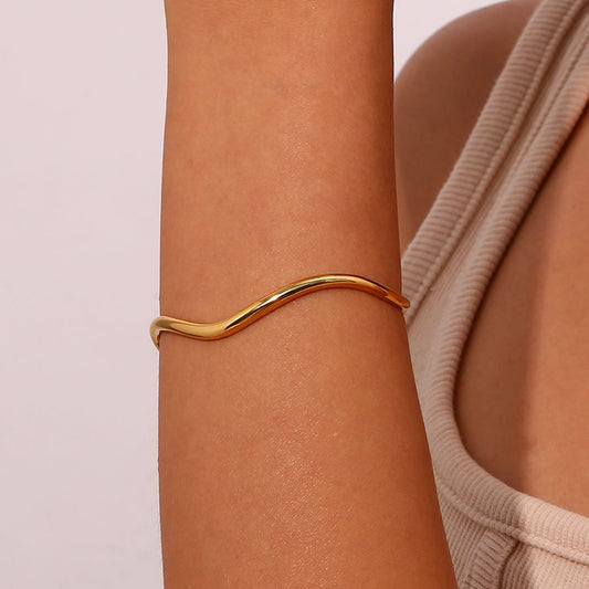 Kvinnors Armband Minimalistisk Vågform Rostfritt Stål Vattentålig 1