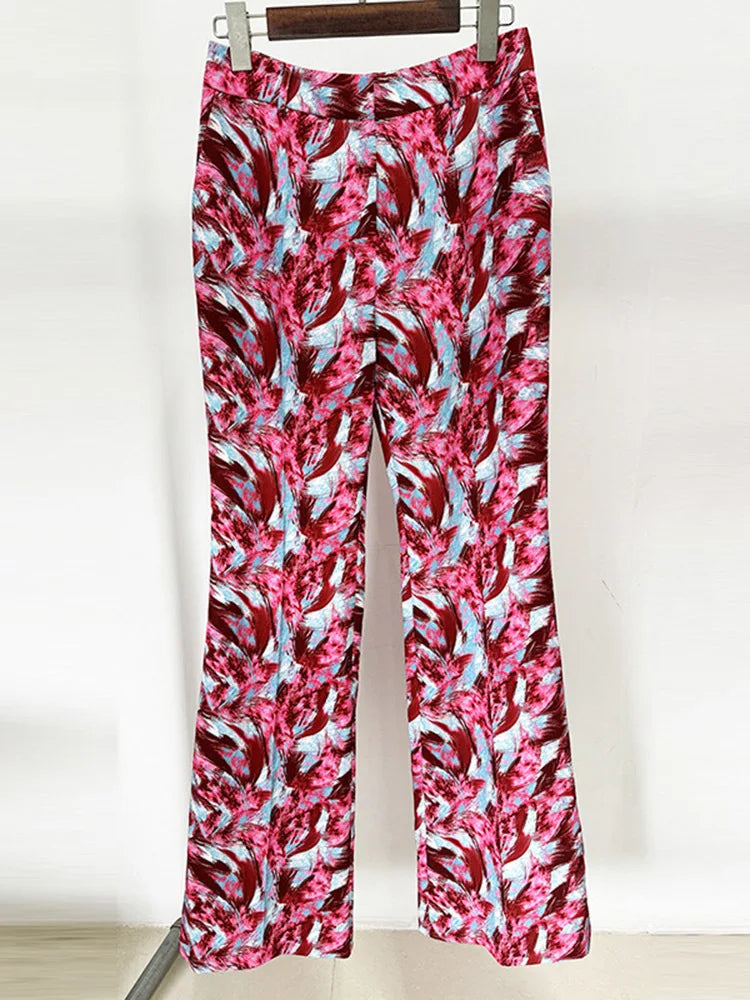 Dam Hosen Set Tryckad Design Bomull Polyester-4