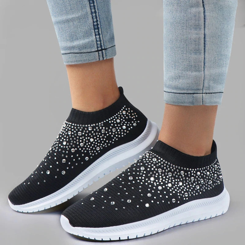 Variant image for Dam Sneakers Ortopedisk Glittrande Textil med Chockdämpande Gummisula-10