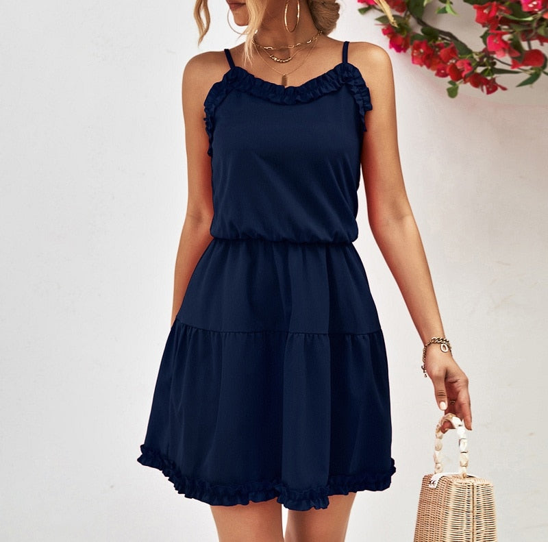 Dam Miniklänning med Ruffles i Polyester-3