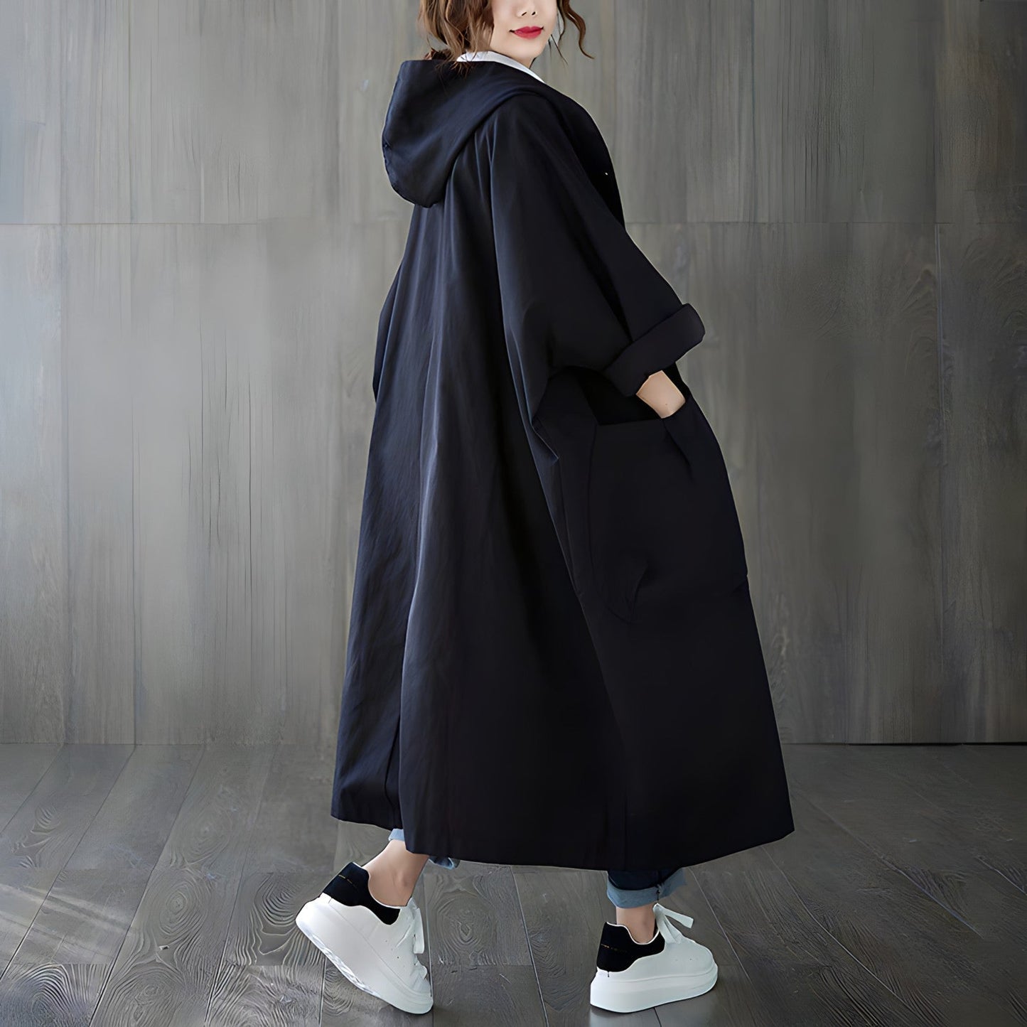Dam Trenchcoat Överdimensionerad Polyester Höststil 2
