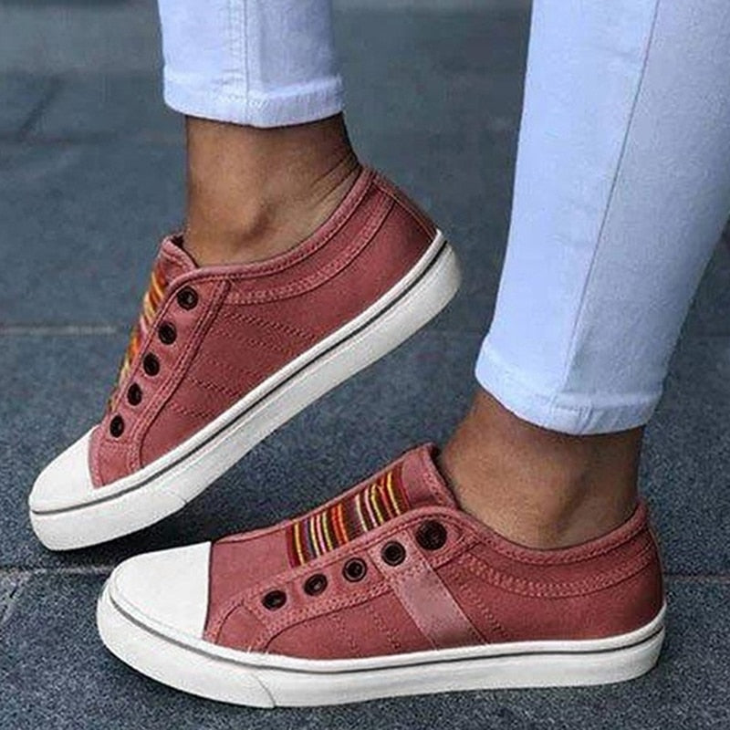 Dam Sneakers Fotledshöga Monokrom Canvas med Gummisula 4